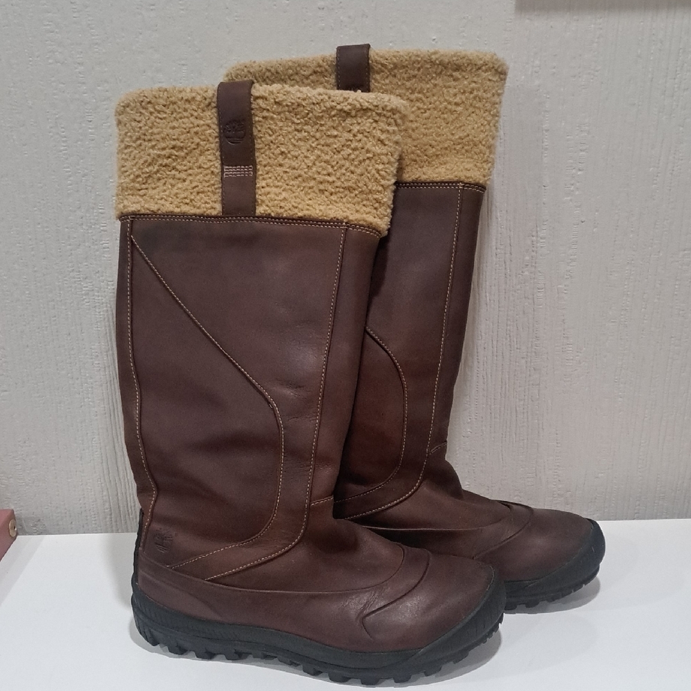 Timberland Brown Winter Boots with Tan FleeceCuff